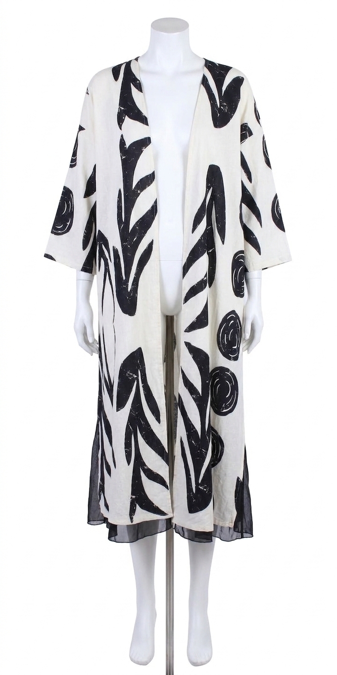 NEW GIGI MODA esotico long linen duster in beige